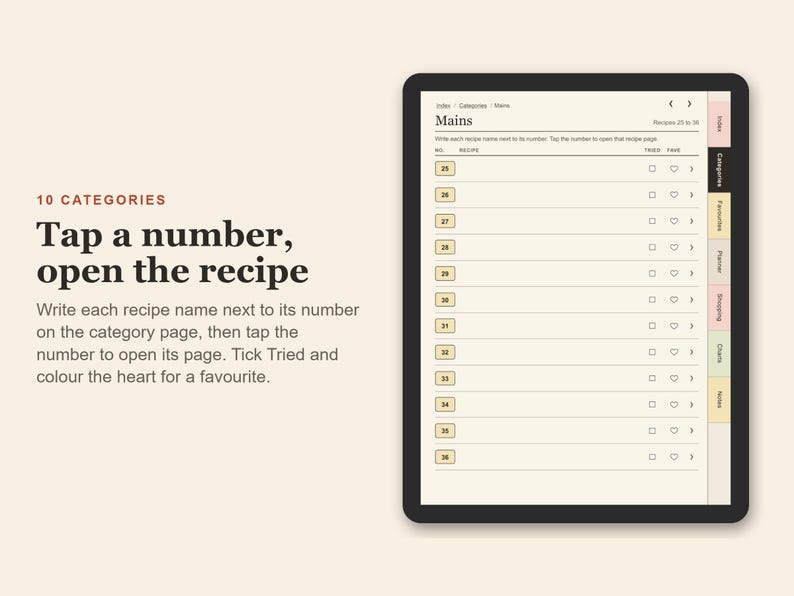 Digital Recipe Book, Undated Hyperlinked PDF Cookbook for Tablets, Meal Planner and Shopping List image 4
