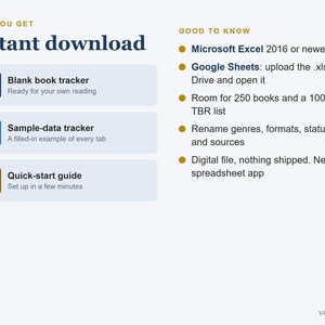 Digital Book Tracker Spreadsheet, Reading Journal with Star Ratings, TBR List (Excel/Sheets) imagen 6
