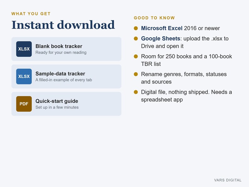 Digital Book Tracker Spreadsheet, Reading Journal with Star Ratings, TBR List (Excel/Sheets) imagen 6