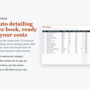 Auto Detailing Business Spreadsheet, Car Detailing Pricing Calculator, Excel Quote & Job Costing Template image 6