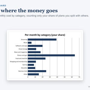 Subscription Tracker Spreadsheet, Monthly and Yearly Subscription Costs with Renewal Dates (Digital Download) image 4