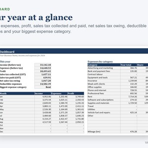 Small Business Income Expense Tracker, Profit & Loss, Sales Tax Log (Excel) image 2