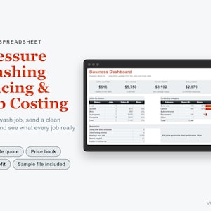 Pressure Washing Pricing Calculator Spreadsheet, Excel Quote & Job Costing Template image 1