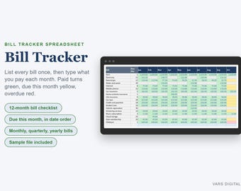 Factuuroverzicht, maandelijkse factuurchecklist met vervaldatums (digitale download)