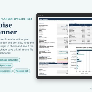 Cruise Planner Spreadsheet, Drink Package Calculator, Cruise Itinerary, Budget and Packing List (Excel) bild 2