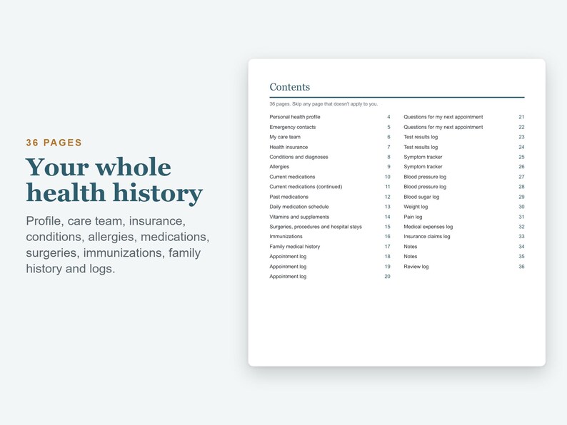 Cartella medica compilabile in PDF, pianificatore sanitario, registro dei farmaci, cartelle cliniche stampabili immagine 3
