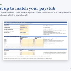 Timesheet Template Excel, Work Hours Tracker & Paystub Checker for Hourly Workers image 3