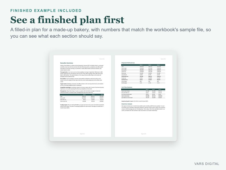 Startup Business Plan Template Word, Financial Projections Excel (Digital Download) image 4