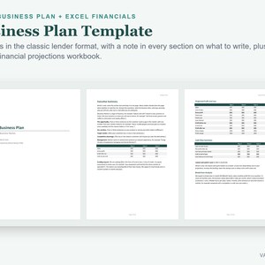Startup Business Plan Template Word, Financial Projections Excel (Digital Download) image 2
