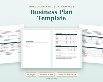 Sjabloon voor een bedrijfsplan in Word, bedrijfsplan voor een startup met voorbeeld en financiële prognoses in Excel