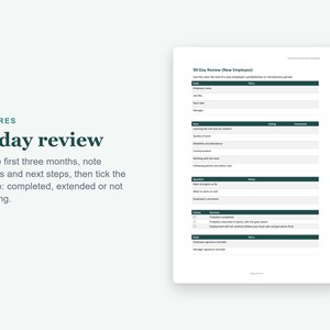 Performance Review Template, Employee Evaluation Forms in Word, 90 Day Review and Self Assessment image 4