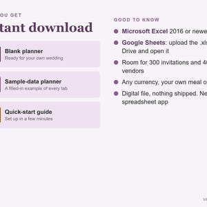 Hochzeitsplaner-Tabelle, Budget, Gästeliste, Dienstleister, Checkliste (Digitaler Download) Bild 7