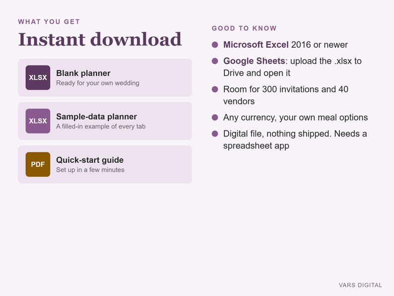 Hochzeitsplaner-Tabelle, Budget, Gästeliste, Dienstleister, Checkliste (Digitaler Download) Bild 7