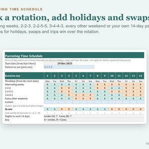 Planilha de Planejamento de Coparentalidade, Calendário de Custódia, Controle de Despesas Compartilhadas, Registro de Comunicação (Excel) imagem 5