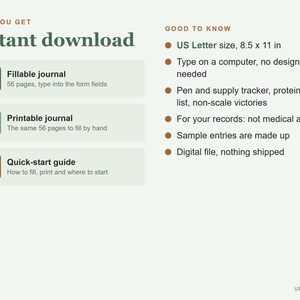 Diario GLP1 imprimible y editable en PDF, registro de inyecciones, seguimiento de efectos secundarios, planificador de pérdida de peso. imagen 9