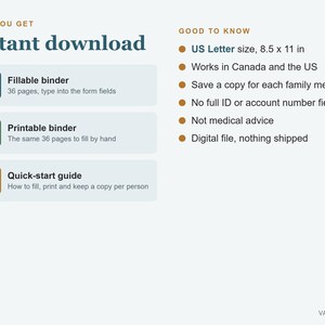 Cartella medica compilabile in PDF, pianificatore sanitario, registro dei farmaci, cartelle cliniche stampabili immagine 6