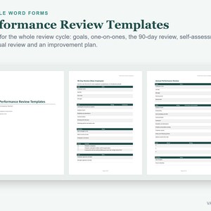 Performance Review Template, Employee Evaluation Forms in Word, 90 Day Review and Self Assessment image 2