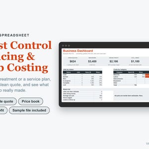 Pest Control Business Spreadsheet, Pricing Calculator, Excel Quote & Job Costing Template image 1