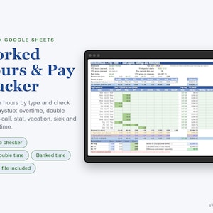 Timesheet Template Excel, Work Hours Tracker & Paystub Checker for Hourly Workers image 1