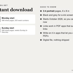 Digitale planner 2027, PDF met hyperlinks voor e-ink tablets (oktober 2026 - december 2027) afbeelding 7