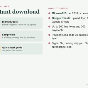 Wedding Budget Spreadsheet, Track Costs, Deposits, Payments (Excel) image 6
