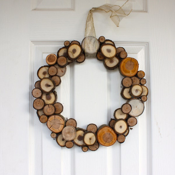 Wood Slice Wreath - Made to Order - Woodland - Rustic - Natural -