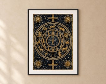Ancient Star Map Set of 6 Printable Wall Art | Antique Celestial Zodiac Constellation Chart | Dark Academia Astronomy Decor | Digital Downlo