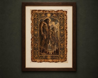 Book of Enoch Set of 6 Printable Wall Art | Antique Illuminated Manuscript Angels Nephilim | Dark Academia Gothic Decor | Digital Download