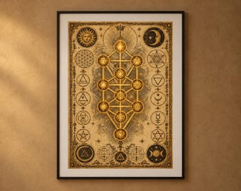Alchemy Symbols Set of 6 Printable Wall Art | Antique Occult Sacred Geometry Grimoire | Witchy Esoteric Decor | Digital Download