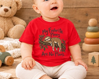 Moje ulubione plany to brak planów | Koszulka Sloth Baby | Babybugz | Wysyłka do UE