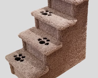 carpeted dog steps wood