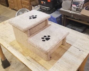 Pet steps, Dog Stairs, 12"H X17"W X 24"D, great for sofas & couches, beautiful plush neutral tan or gray carpet, custom built to last