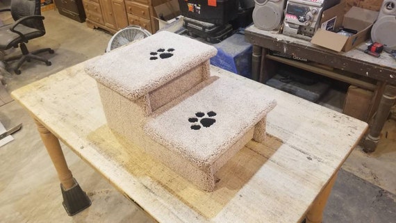 Pet steps, Dog Stairs, 12"H X17"W X 24"D, great for sofas & couches, beautiful plush neutral tan or gray carpet, custom built to last