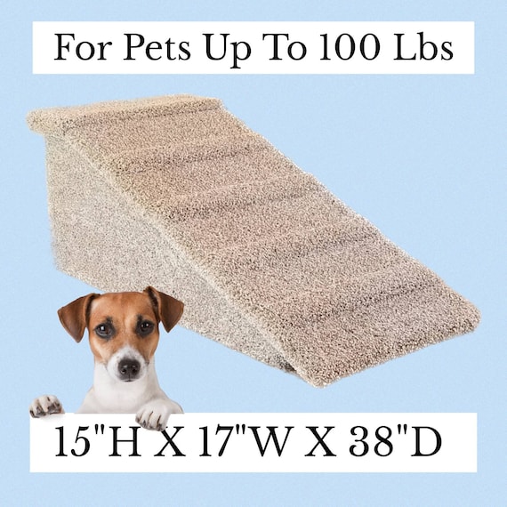 Cat Ramp, Pet Ramps, 15"H x 17"W x 38"D, Great for Elderly & Senior Pets, Carpeted Pet Ramp, Wooden Pet Furniture