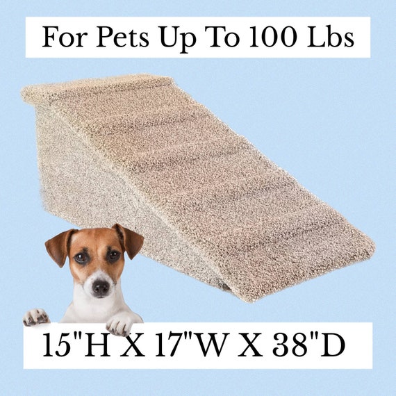 Cat Ramp, Pet Ramps, 15"H x 17"W x 38"D, Great for Elderly & Senior Pets, Carpeted Pet Ramp, Wooden Pet Furniture