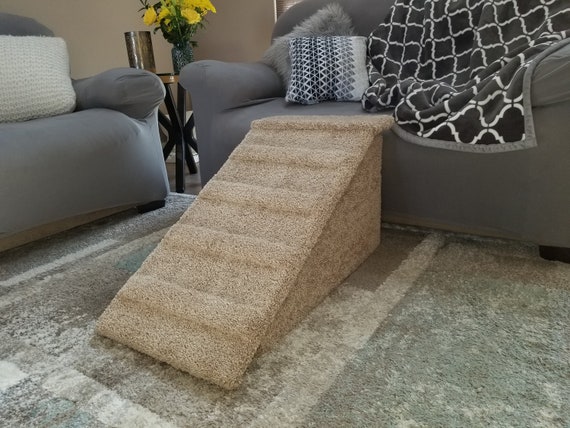 Dog Ramp 18"H x 17"W x 33"L, Wooden Pet Ramp with Plush Carpet, Ideal for Pets up to 60 Lbs, Safe, Comfortable, Sturdy Ramp for Bed or Couch