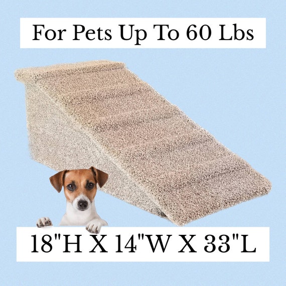 Pet Ramps, 18"Hx14"Wx33"L, sturdy w/ NO foam or cardboard, beautiful plush tan or gray carpet, custom built to last, pet ramp for dog or cat