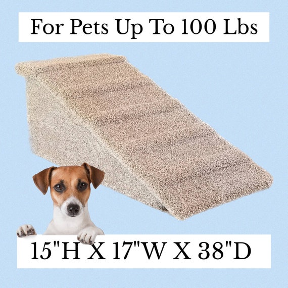 dog ramp, 15"high X 17"wide X 38"deep, for pets 2-100 Lbs, premium plush carpet, sturdy handmade & built to last, pet ramp