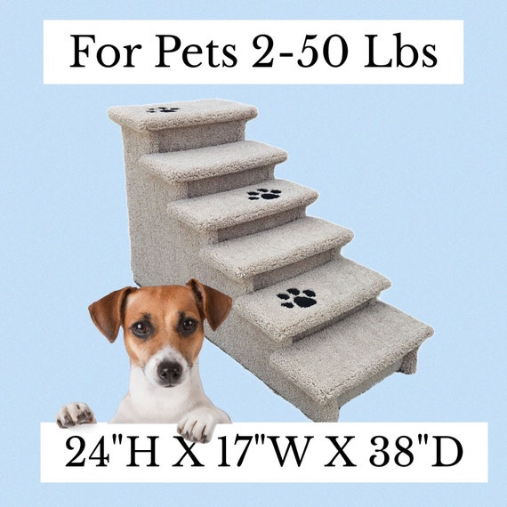 pet steps for cat, Pet Steps For beds, 24"H x 17"W x 38"D, beautiful plush gray carpet, for pets 2-50 Lbs, sturdy custom built to last