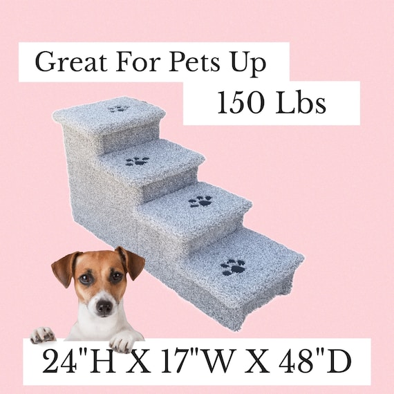 pet steps for large dogs, Dog Stairs, 24"HX17"WX48"D, premium plush neutral tan or gray carpet, custom made built to last, pet stairs