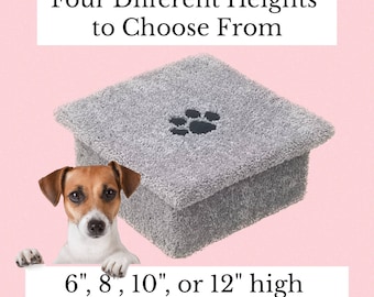 single dog step, choose from 4 different heights, cute paw print, great for cars, custom made & built to last, Hampton Bay Pet Steps