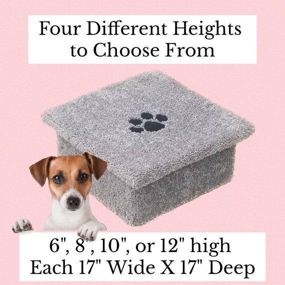 single dog step, choose from 4 different heights, cute paw print, great for cars, custom made & built to last, Hampton Bay Pet Steps