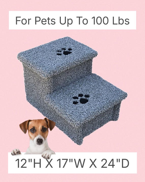 Pet steps, Dog Stairs, 12"H X17"W X 24"D, great for sofas & couches, beautiful plush neutral tan or gray carpet, custom built to last
