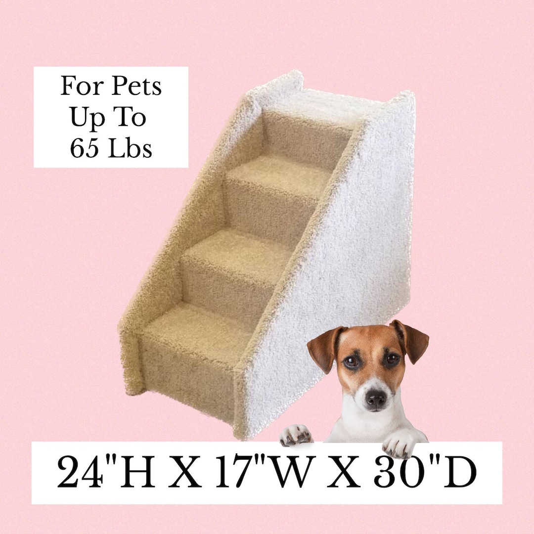 Pet Steps, Dog Stairs Tall Bed, 24hx17wx30d With Rails, Custom Made to