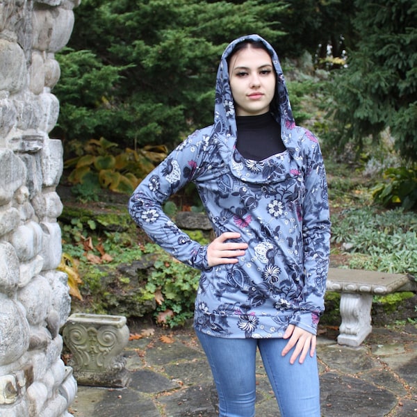 Plaid Cowl Neck Hoodie main image 0