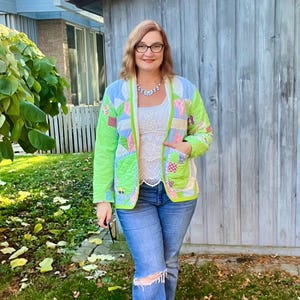 VESTE MATELASSÉE Patchwork étoile victorienne antique | Manteau de corvée en coton doux des années 1800 en cottagecore