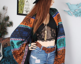 Elephant FESTIVAL SHRUG | Bohemian Clothing | Rave Shrug bolero | Rainbow Clothing | Ethnic Eco Fashion