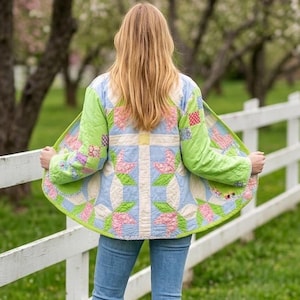 UPCYCLED QUILTED JACKET Antique Victorian Star Patchwork | 1800s Soft Cotton Cottagecore Chore Coat