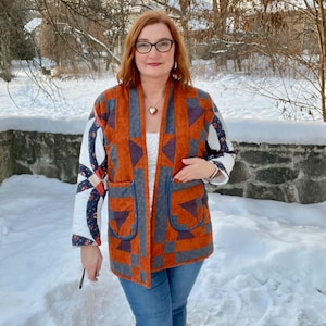 Quilted Jacket Vintage Star Quilt Kimono Cotton Patchwork Victorian Chore Coat Cottagecore Retro