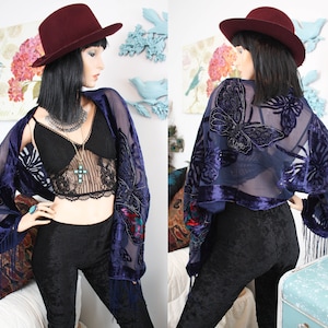 SHRUG BOLERO, Upcycled Rainbow Butterfly Beach Cover-Up: Bohemian Festival Kimono - Unique Gift for Her